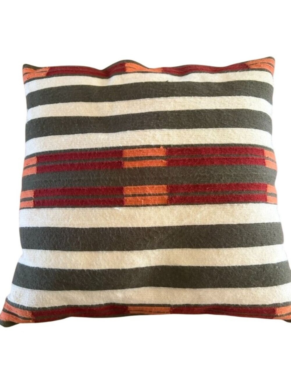 Set Of 2 Wisteria Geometric Striped Pillows Crewel Work Southwestern Modern 18"